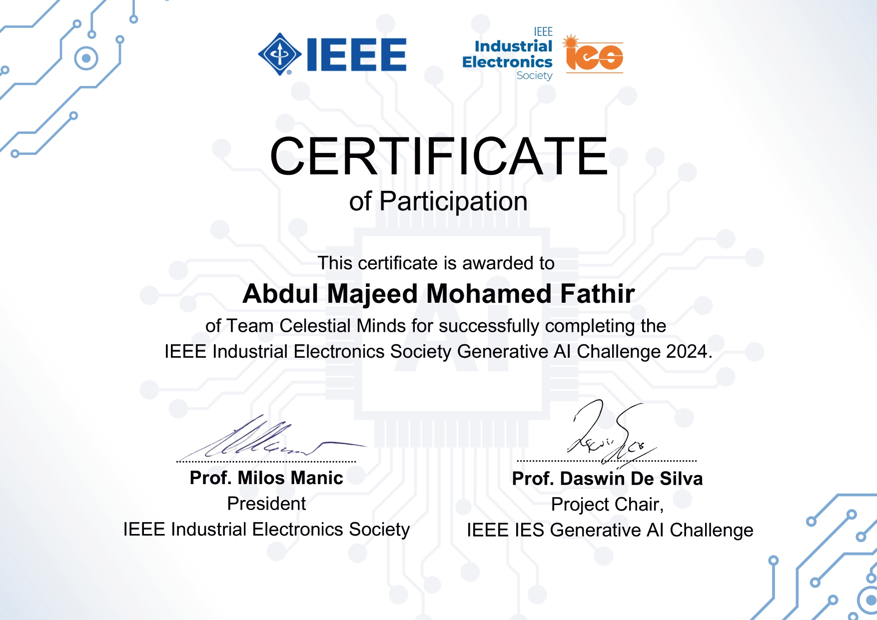 Certificate of Achievement